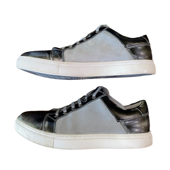 Badgley Mischka Gray Black Leather Suede Sneakers sz 8